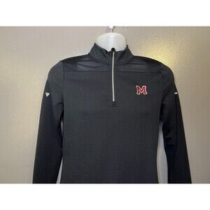 UMass Minutemen Sweatshirt Mens Small Black NCAA Quarter Zip Pullover Levelwear